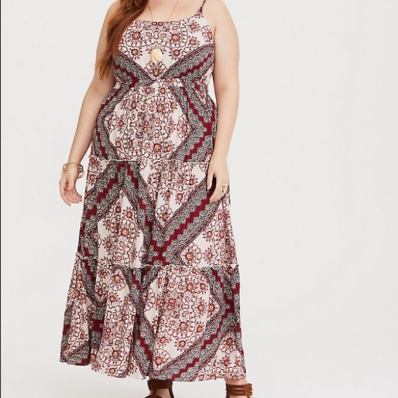 torrid Dresses & Skirts - TORRID RED SCARF PRINT CHALLIS MAXI DRESS